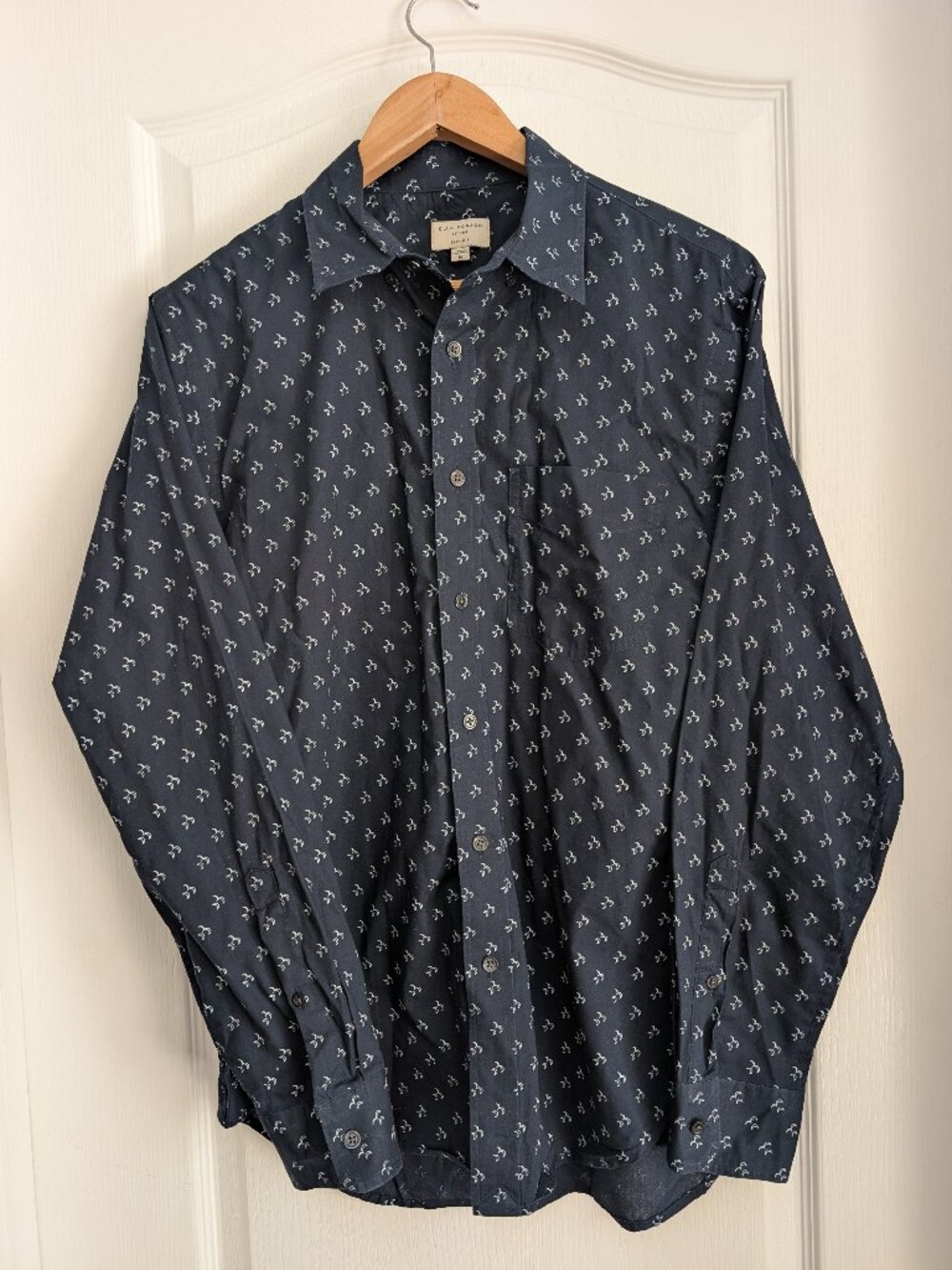 Club Monaco Slim Fit Navy Micro Print Shirt M